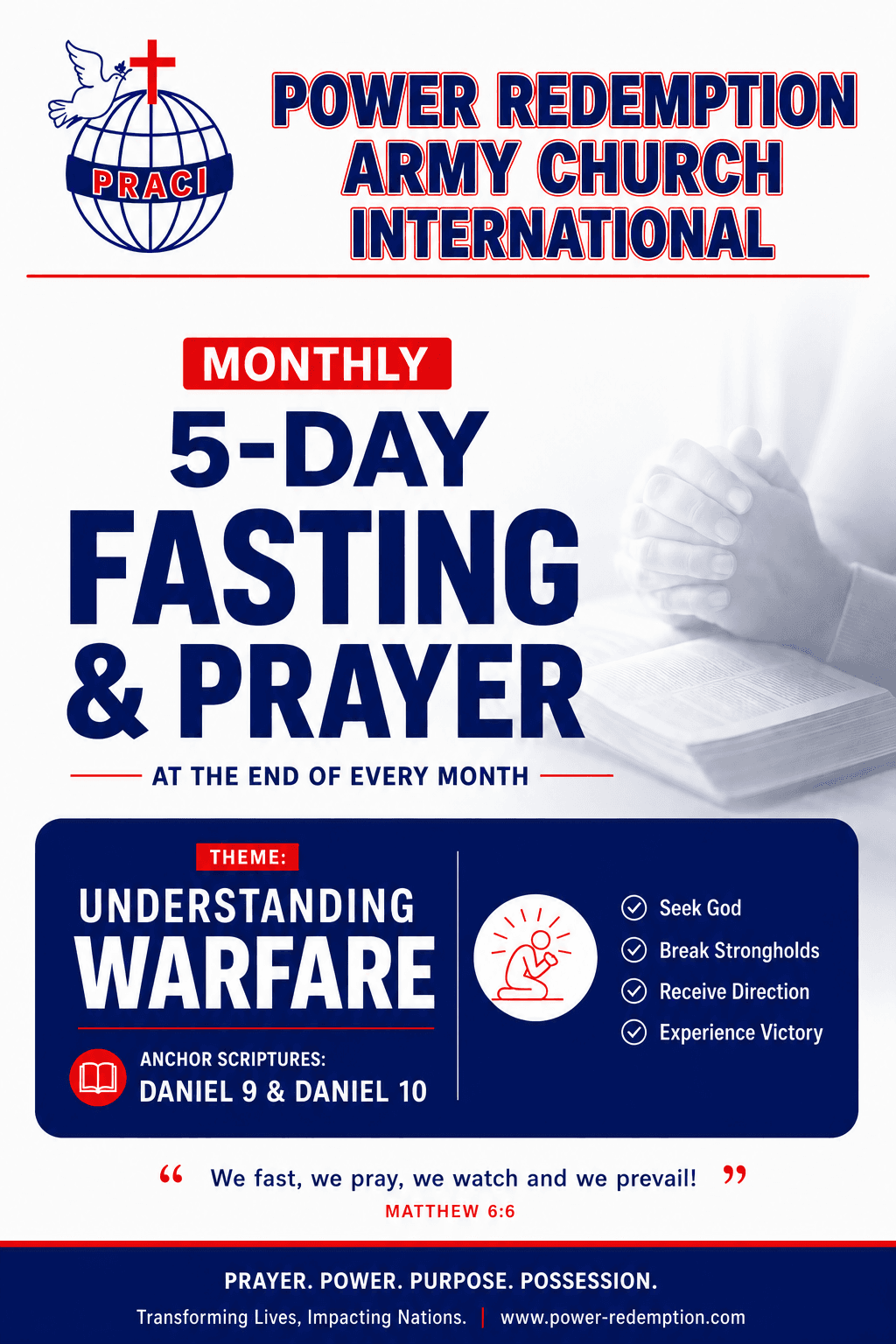 PRACI 5-day fasting and prayer program poster